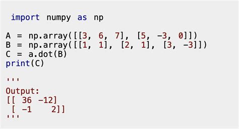 numpy matrix multiplication algorithm.